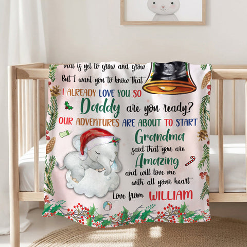 New Dad Gifts, Baby Ultrasound In Bell And Elephant Daddy Are You Ready Our Adventures Blanket, Gifts For New Daddy, Fleece Sherpa, New Dad Blanket, Gifts For Xmas