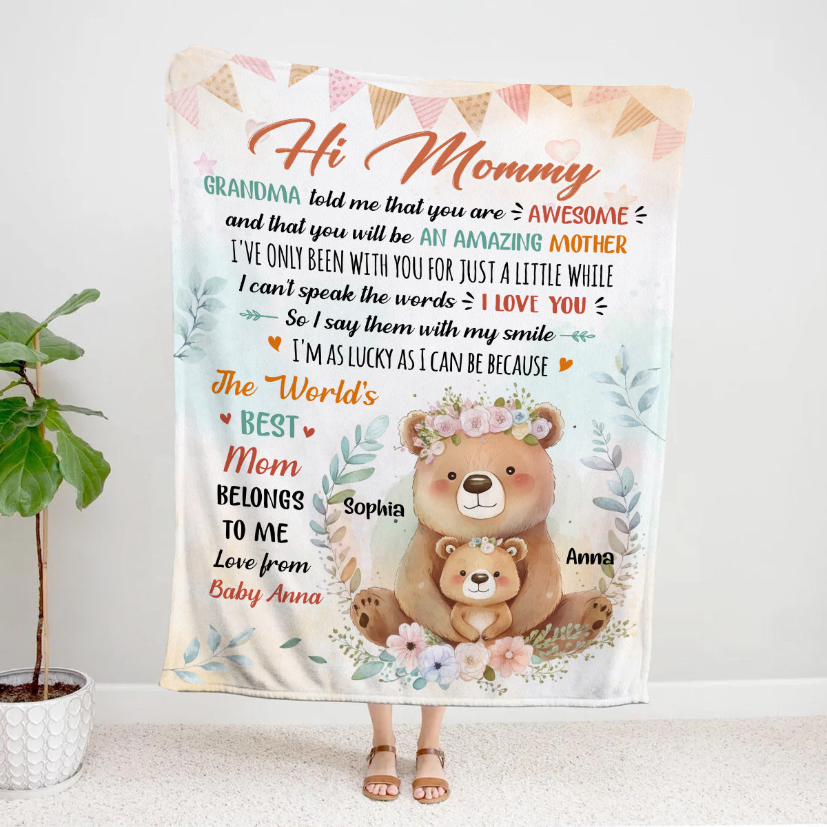 New Parents Gifts, I've Only Been With You For A While Cute Mommy Baby Bear, Personalized Blanket, Gifts For Expecting Mom, Fleece Sherpa, Blanket For New Mom, Gifts For Mother's Day