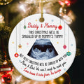 Twins Ultrasound Ornament, Daddy & Mommy Christmas Quote, Custom Sonogram Photo, Pregnancy Reveal Gift, Expecting Parents Ceramic Keepsake