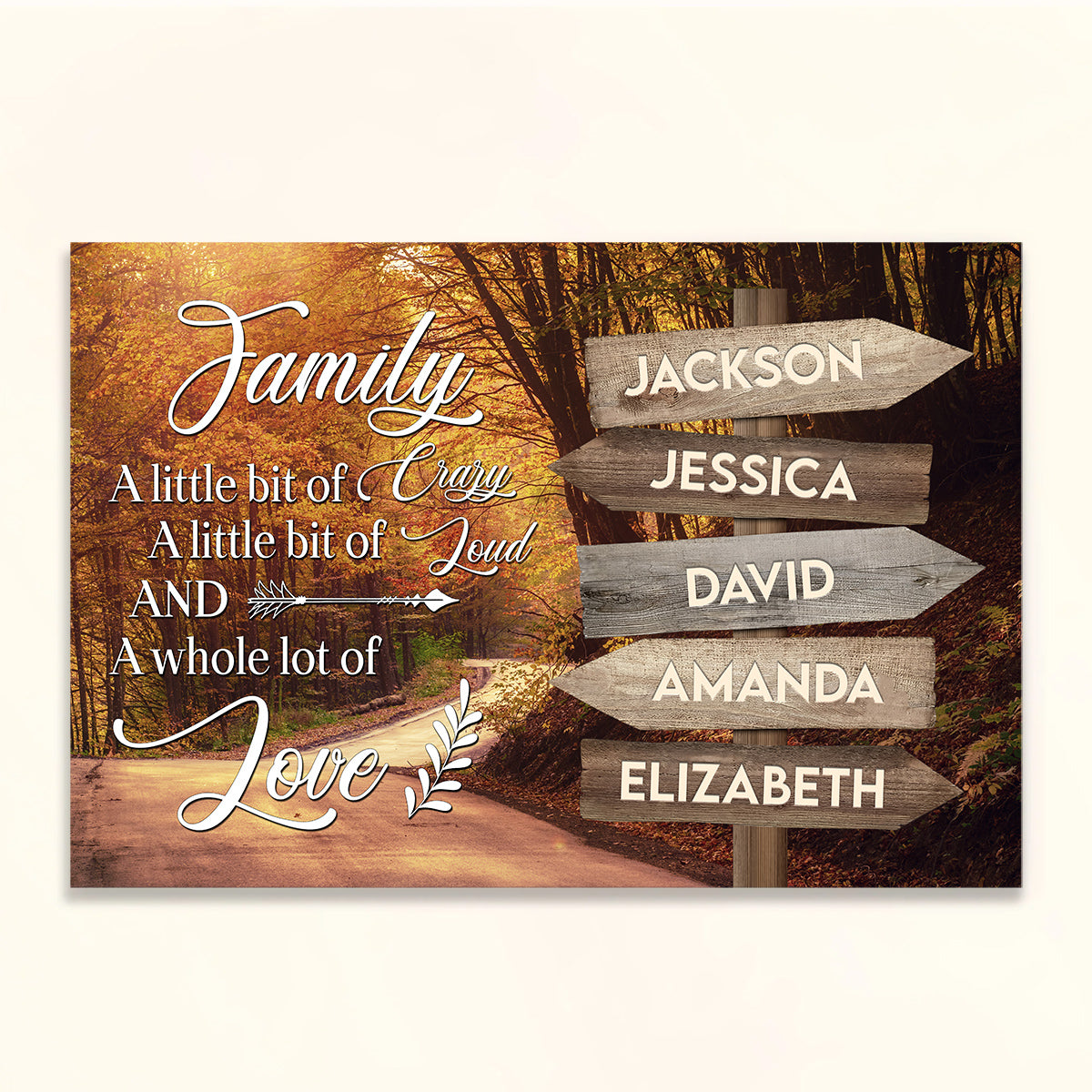 Family Gifts, Family A Little Bit Of Crazy A Little Of Loud And Whole Lot Of Love, Canvas Wall Art Poster Prints Home Decor