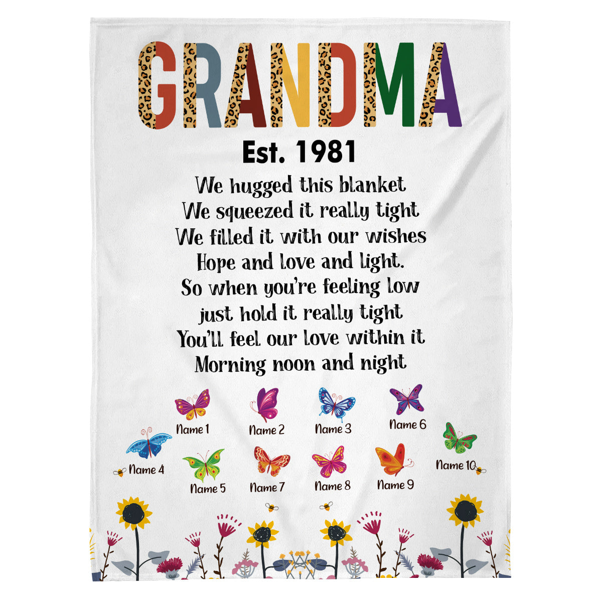 Grandmother Blanket, Established Year Title, Inspirational Poem Style, Personalized Names Display, Personalized Blanket, Gifts For Nana From Grandkids, Custom Fleece Sherpa Blankets