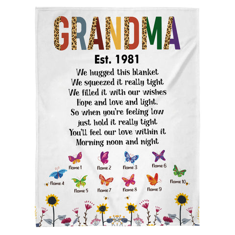 Grandmother Blanket, Established Year Title, Inspirational Poem Style, Personalized Names Display, Personalized Blanket, Gifts For Nana From Grandkids, Custom Fleece Sherpa Blankets