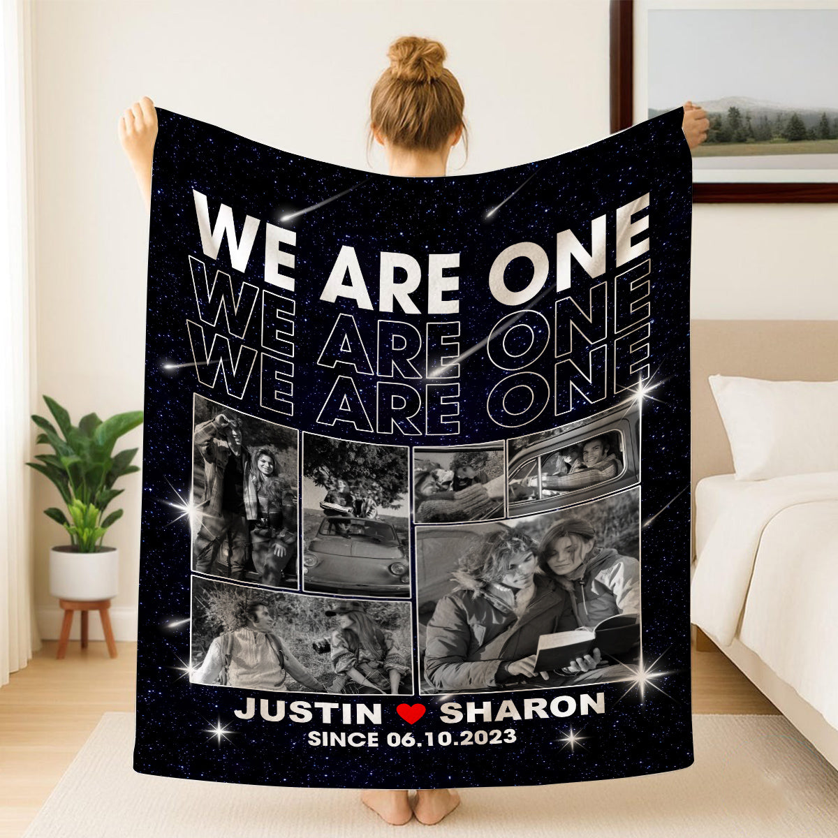 We Are One Personalized Photo Custom Names And Since Date, Soft Blanket With Picture, Relationship Memory Gifts For Him Her, Custom Fleece Sherpa Blanket, Gifts For Valentine