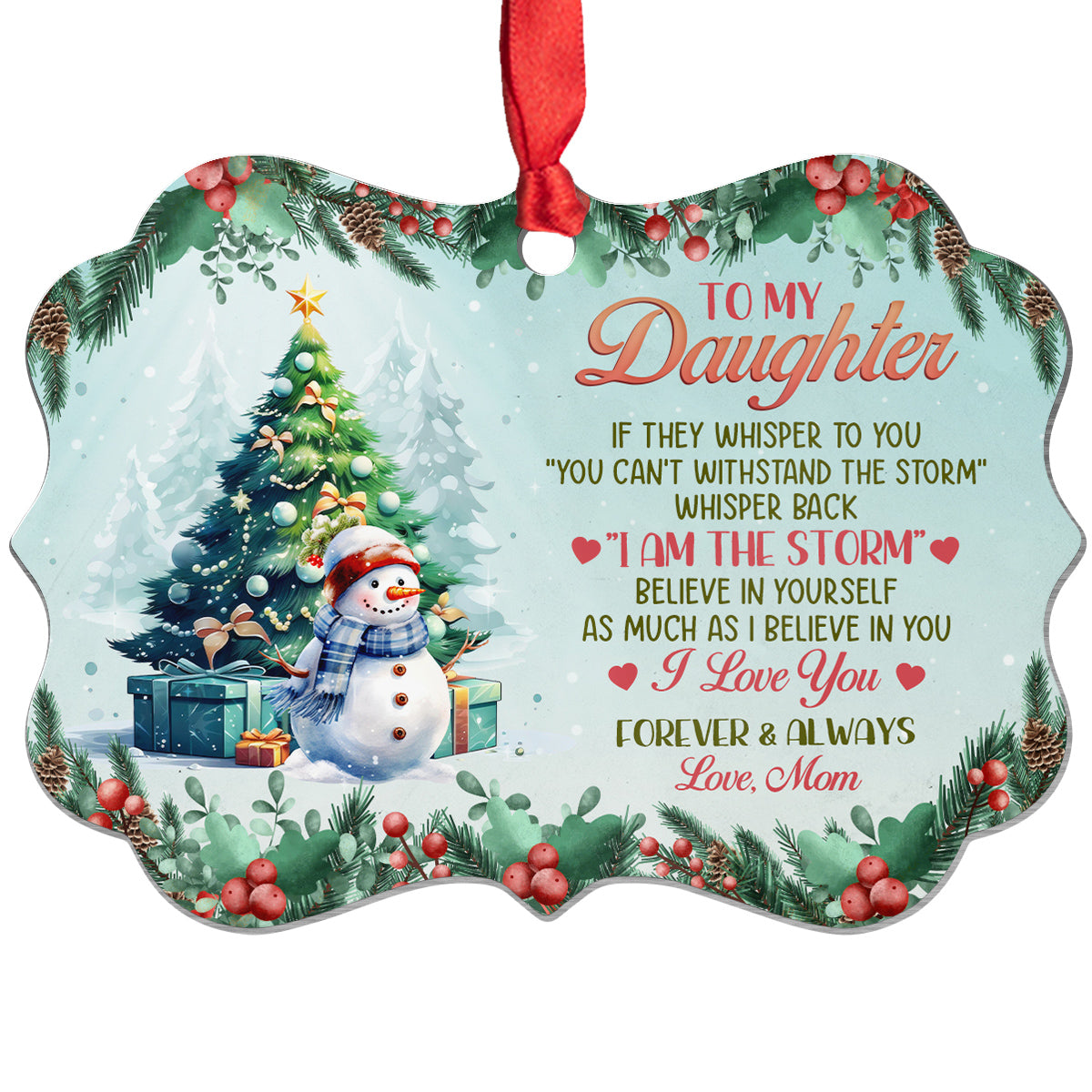 If They Whisper To You Cute Winter Theme, To My Daughter Aluminum Ornament, Mom Daughter Christmas Tree Ornament, Holiday Decoration Keepsake, Gifts For Girl From Mom Mother