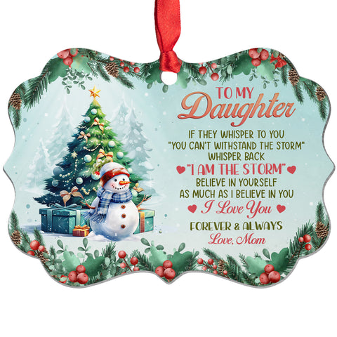 If They Whisper To You Cute Winter Theme, To My Daughter Aluminum Ornament, Mom Daughter Christmas Tree Ornament, Holiday Decoration Keepsake, Gifts For Girl From Mom Mother