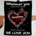 Grandma Gifts, Whenever You Touch This Heart Handprints, Personalized Blanket, Gifts For Grandma From Grandson, Custom Fleece Sherpa Blanket, Gifts For Christmas Xmas Birthday