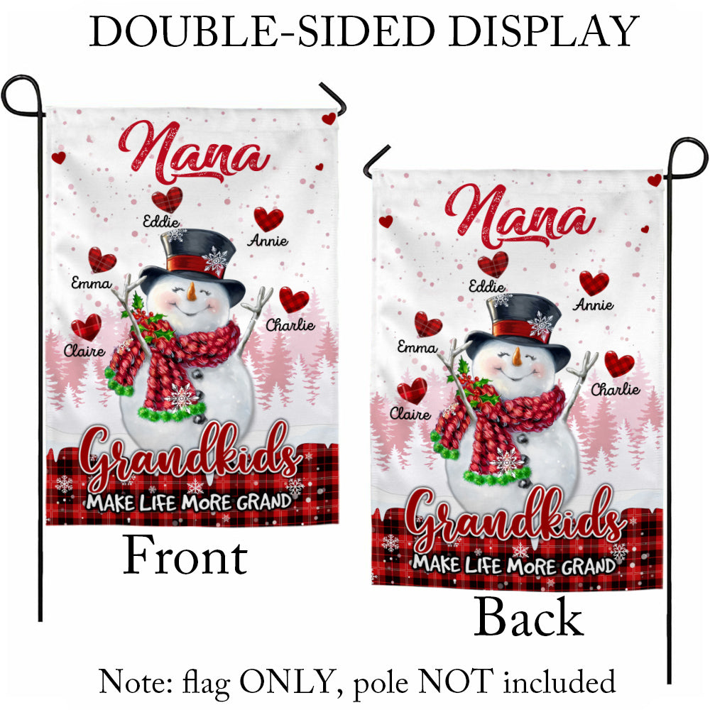 Grandma Gifts, Personalized Nana Grandkids Make Life More Grand Outdoor Banner, Children Names Garden Flag, Holiday Decoration, Winter Home Decoration, Yard Decor, Personalized Garden Flag, Gifts For Nana From Grandkids, Double Sided Outside Welcome Flag,