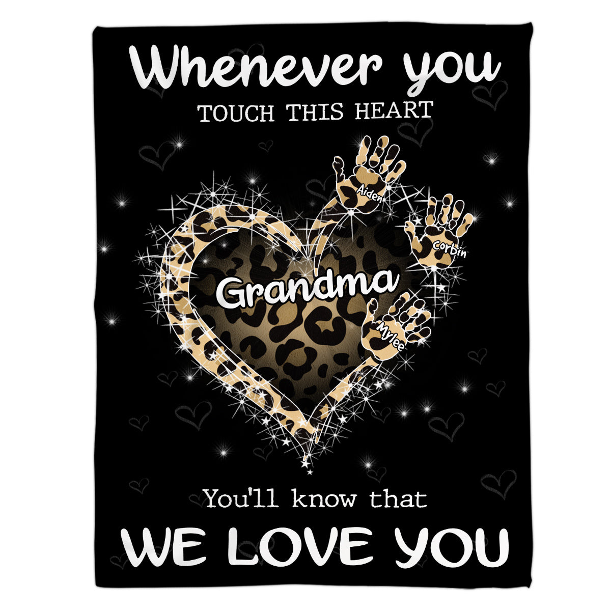 Grandma Gifts, Whenever You Touch This Heart Handprints, Personalized Blanket, Gifts For Grammy From Grandson, Custom Fleece Sherpa Blanket, Gifts For Christmas