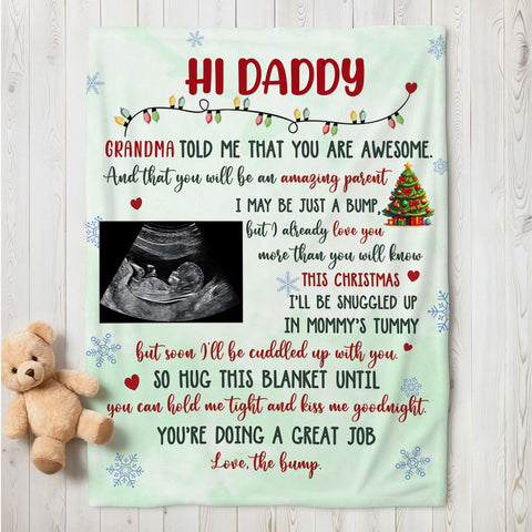 New Parents Gifts, Daddy Grandma Told Me That You Are Awesome, Personalized Photo Blanket, Gifts For New Daddy, Fleece Sherpa Blanket, Expecting Parents Blanket, Gifts For Birthday Xmas