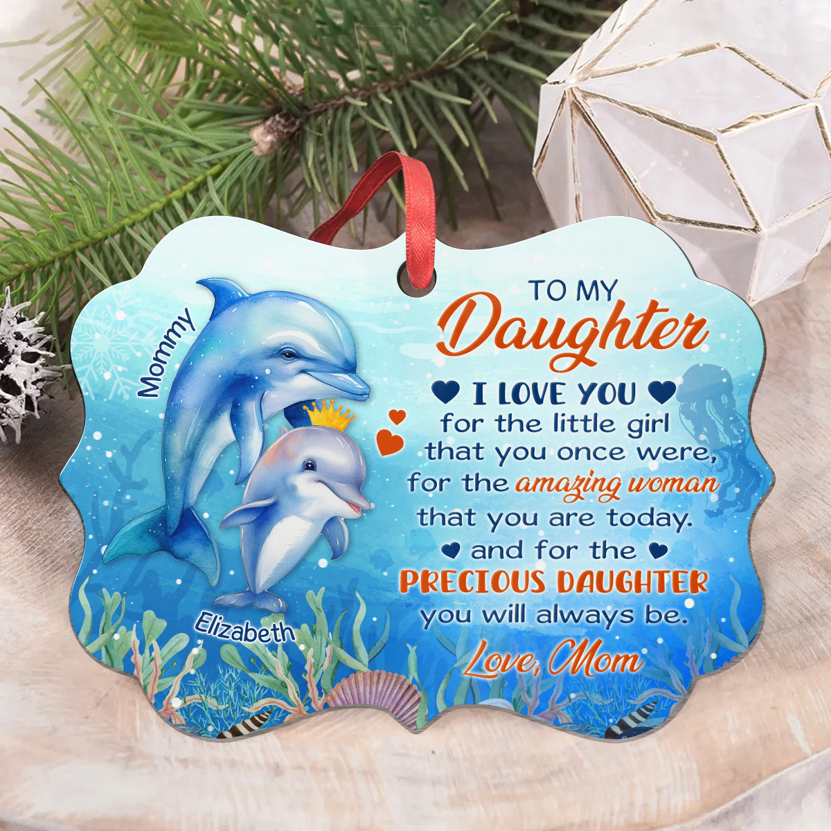 Daughter Gifts, For The Girl That You Once Were Ocean Theme Medallion Aluminum Ornament For Girls Babies From Mom Mother