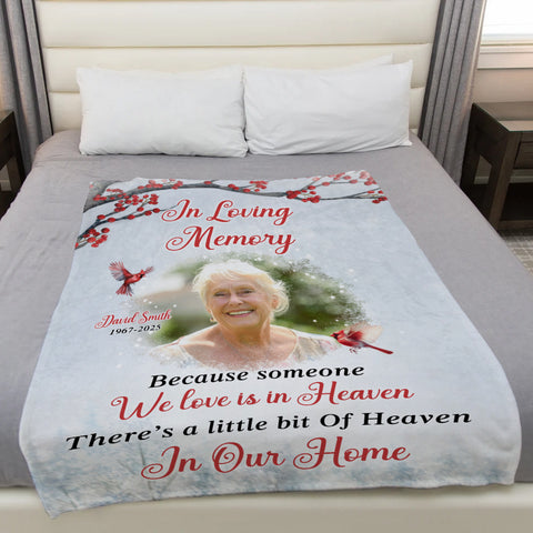 Sympathy Gifts, Memorial Blanket With Photo, Loving Memory Because Someone We Love Is In Heaven Condolence Gifts Anniversary