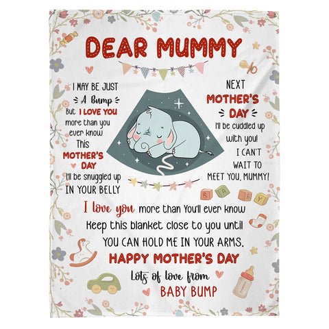Mom To Be Gifts, Cute Baby Elephant Sleeping In Mommy's Belly Keep This Blanket Until Can Hold In Arms, Personalized Blanket, Gifts For New Mommy, Fleece Sherpa Mother's Day
