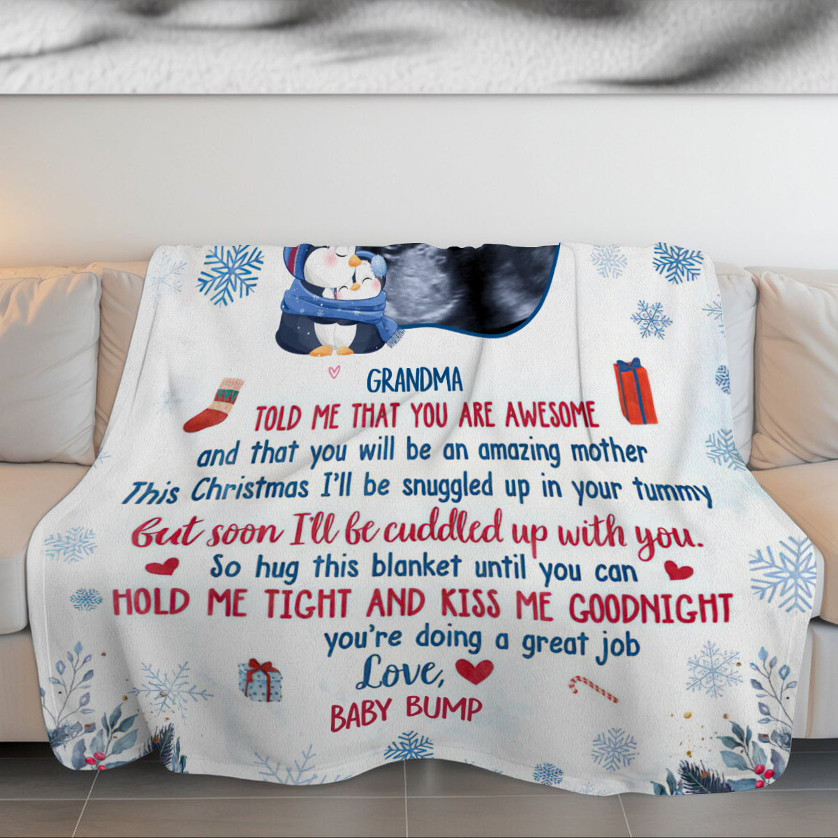 New Parents Gifts, Grandma Told Me That You Are Awesome Ultrasound Photo, Personalized Blanket, Gifts For Mommy Mom To Be, Fleece Sherpa, Expecting Mom Blanket, Gifts For Christmas