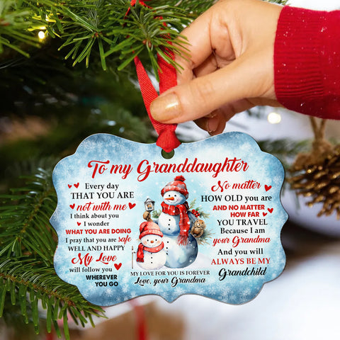 Granddaughter Gifts, Cute Grandma & Grandkid Together Snowflakes I Wonder What You Are Doing Medallion Aluminum Ornament For Baby From Mimi, Xmas Tree Decor, Gifts For Birthday Xmas