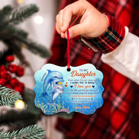 Daughter Gifts, Even When I'm Not Close By Ocean Theme Medallion Aluminum Ornament
For Girls Babies From Mom Mother, Xmas Tree Decor Gifts For Birthday Christmas Holiday Winter Keepsake