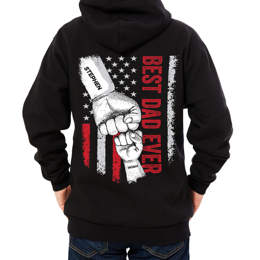 Personalized T-Shirt For Father From Child Kids Unique Gifts For Dad Dad Ever Flag Back Side Printed Custom Name Short Sleeve Tops Tee Shirt For Birthday Father's Day Xmas