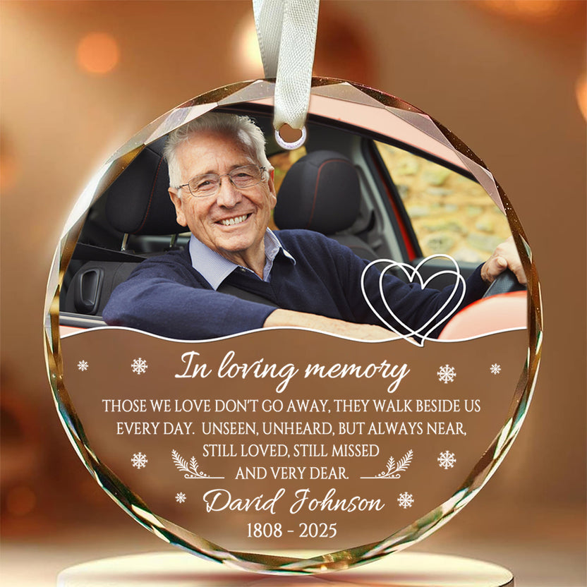 Sympathy Gifts, Memorial Ornament, Loving Memory Those Love Do Not Go Away Circle Glass Ornament For Loss Of Mom Dad, Xmas Tree Decoration, Funeral Gifts For Anniversary