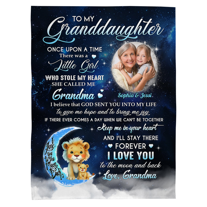 Granddaughter Gifts, She Called Me Grandma Lion And Upload Photo, Personalized Blanket, Gifts For Granddaughter From Grammy, Fleece Sherpa Blanket, Gifts For Christmas Birthday
