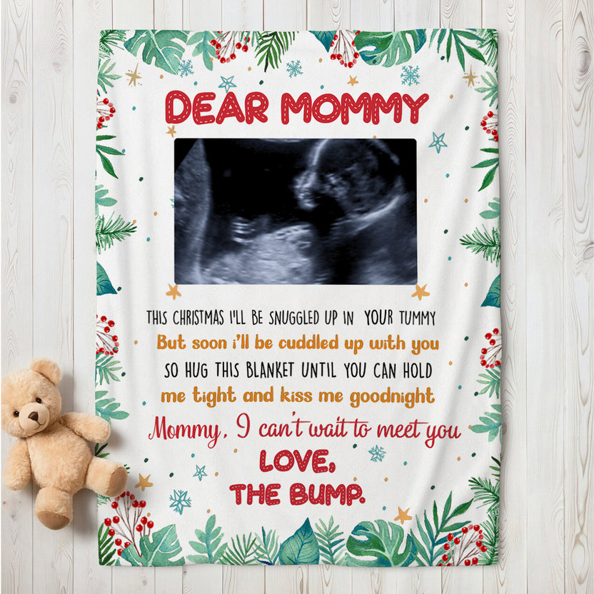 Mom To Be Gifts, This Christmas I Am Snuggled Up In Your Tummy Upload Baby Ultrasound, Personalized Blanket, Gifts For New Mommy, Fleece Sherpa, New Mom Blanket, Gifts For Xmas