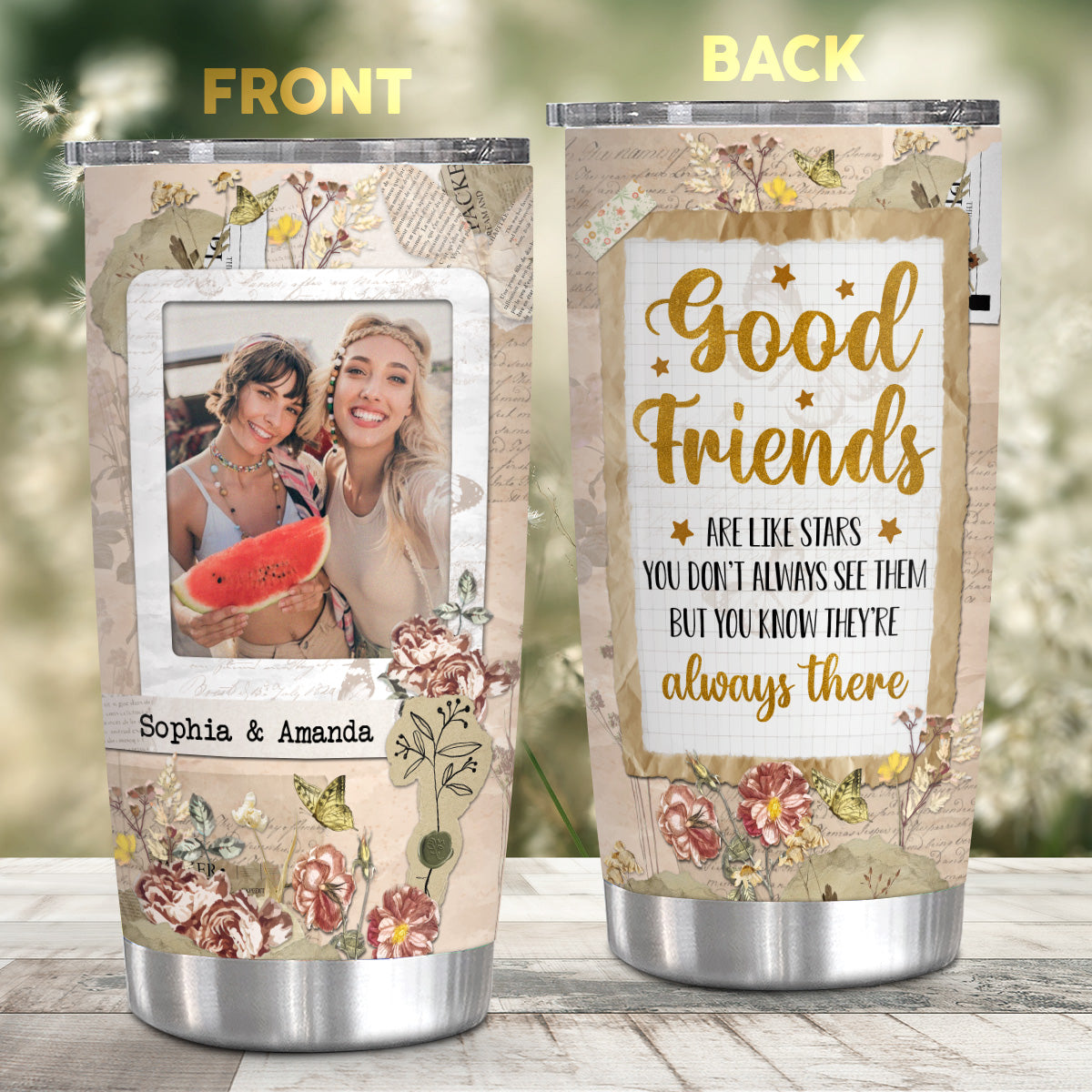 Friends Are Like Stars You Don't Always See Them But You Know They're Always There Tumbler Cup, Gifts For Unbiological Sister, 20oz With Lid Travel Cup Friendship Gifts For Women