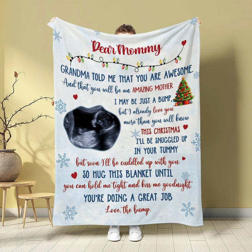Mom To Be Gifts, Grandma Told Me That You Are Awesome Upload Baby Ultrasound, Personalized Blanket, Gifts For New Mommy, Fleece Sherpa, 1st Time Mom Blanket, Gifts For Christmas