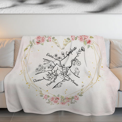 Funny Gifts For Grandma, Love Being Called Unique Hand In Hand Flowers, Personalized Blanket, Gifts For Grandmother Nana From Grandkids, Custom Fleece Sherpa Blanket, Gifts For Birthday