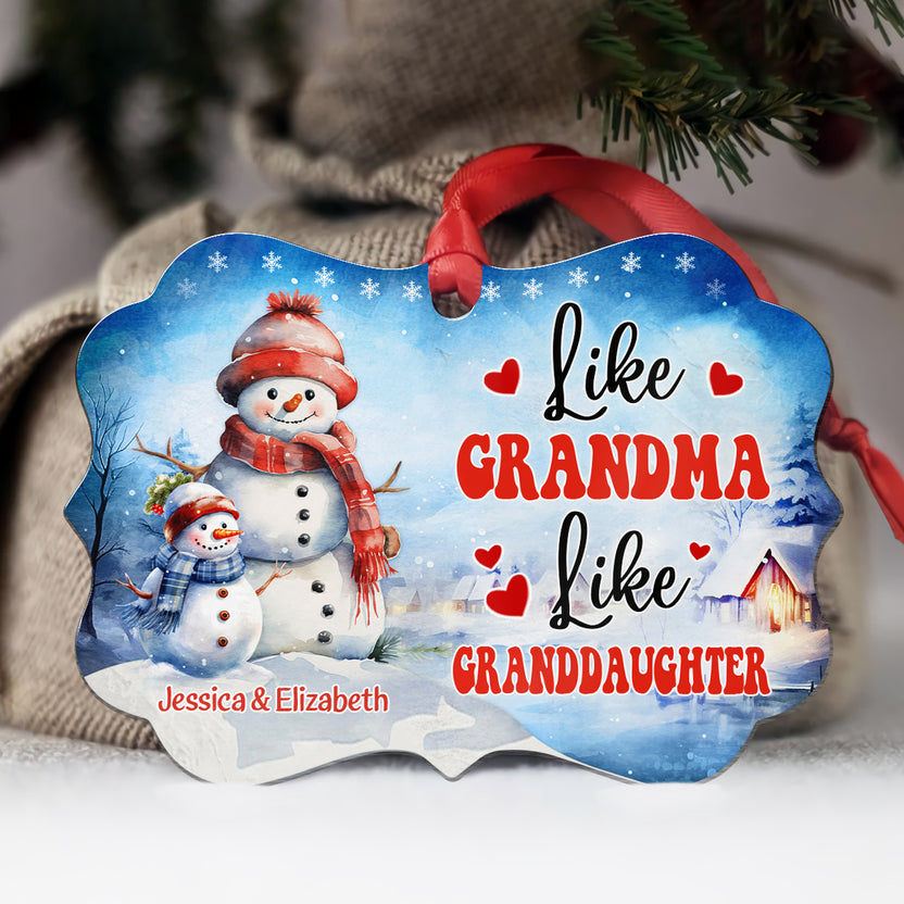 Funny Gifts For Grandma, Cute Like Grandma Like Granddaughter, Personalized Christmas Ornament, Gifts For Grammy From Grandkids, Xmas Tree Decor Aluminum Ornament Women Her Children