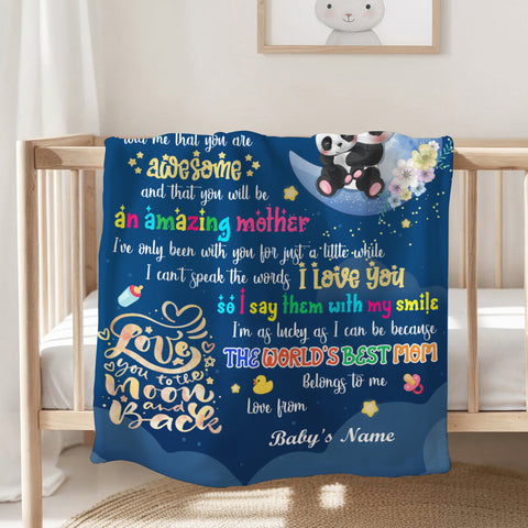 Mom To Be Gifts, Hi Mommy Grandma Told Me That Panda, 1st Mother's Day Blanket, Cute Baby Panda Blanket, Custom Newborn Swaddle, Infant Bedding Keepsake, Warm Flannel