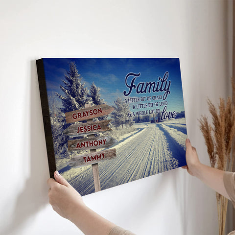 Family Gifts, Family A Little Bit Of Crazy A Little Bit Of Loud & A Whole Lot Of Love, Personalized Canvas Wall Art, Gifts For Mom Dad, Poster Prints Home Decor, Family Wall Art