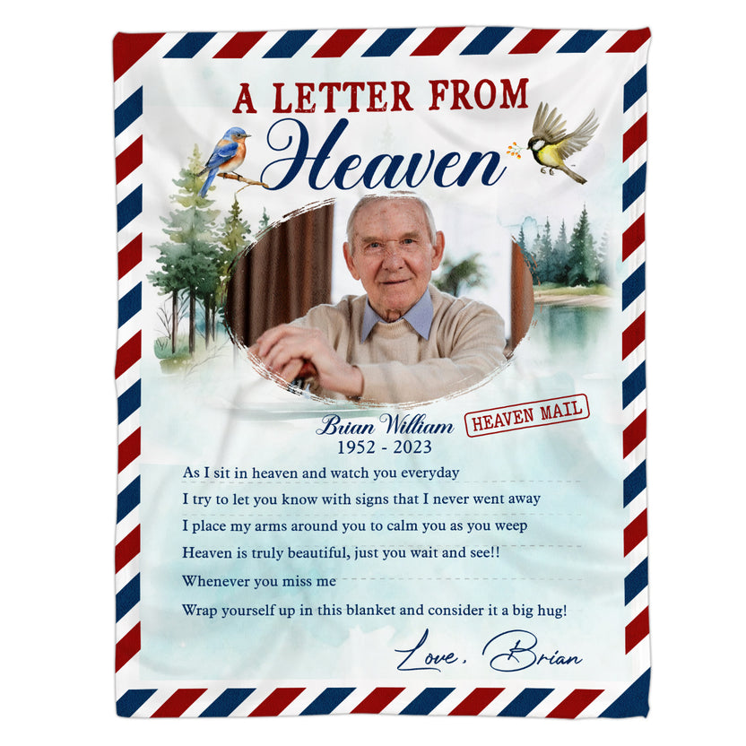 Sympathy Gifts, Personalized Memorial Blanket, A Letter Sent From Heaven Photo Gifts, Loss Of Mom Dad Blanket, Fleece Blanket