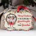 Personalized Grandma & Granddaughter Photo Ornament, Merry Christmas To A Special Granddaughter Keepsake, Custom Picture Medallion Ornament