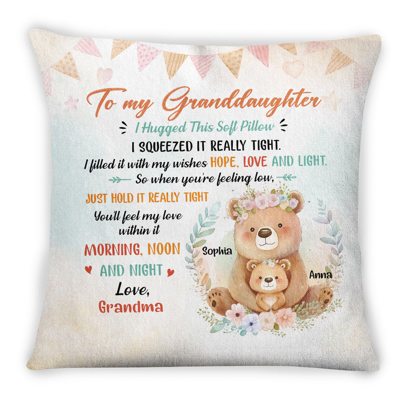 Square Pillow For Grandkids From Nana Gifts For Granddaughter When You're Feeling Low Just Hold It Floral Theme Cute Bear