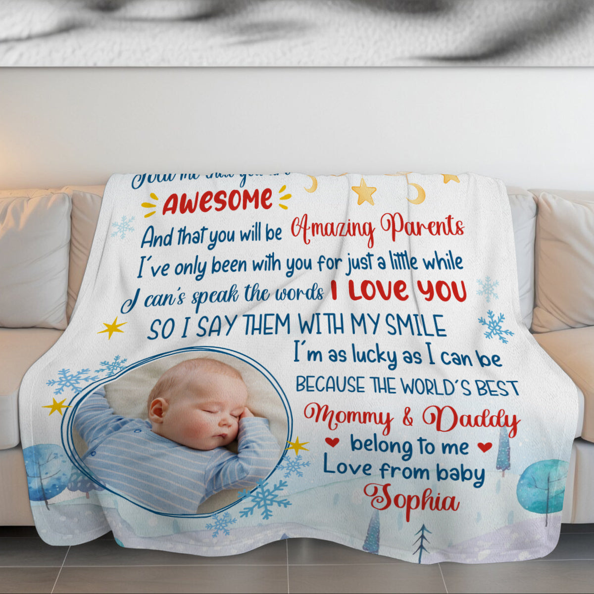 New Parents Gifts, I've Only Been With You For Just A While Elephant Cute Baby Picture, Personalized Blanket, Gifts For New Parents, Fleece Sherpa Blanket, New Parents Blanket For Xmas