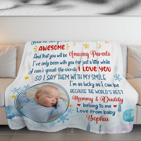 New Parents Gifts, I've Only Been With You For Just A While Elephant Cute Baby Picture, Personalized Blanket, Gifts For New Parents, Fleece Sherpa Blanket, New Parents Blanket For Xmas