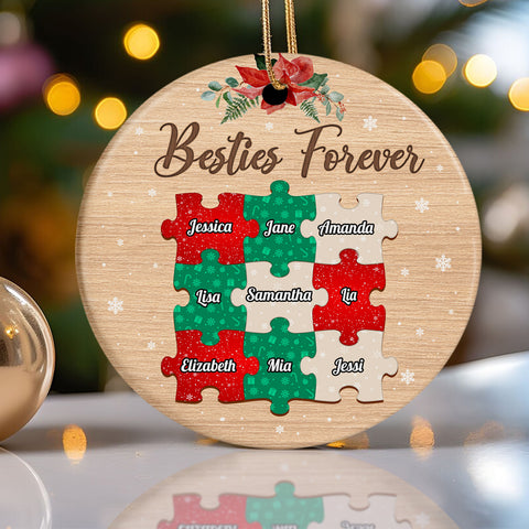 Personalized Friends Cute Forever Ornament, Custom Names Friendship Christmas, Friends Holiday Keepsake Tree Decoration, Personalized Christmas Ornament, Gifts For Unbiological Sister