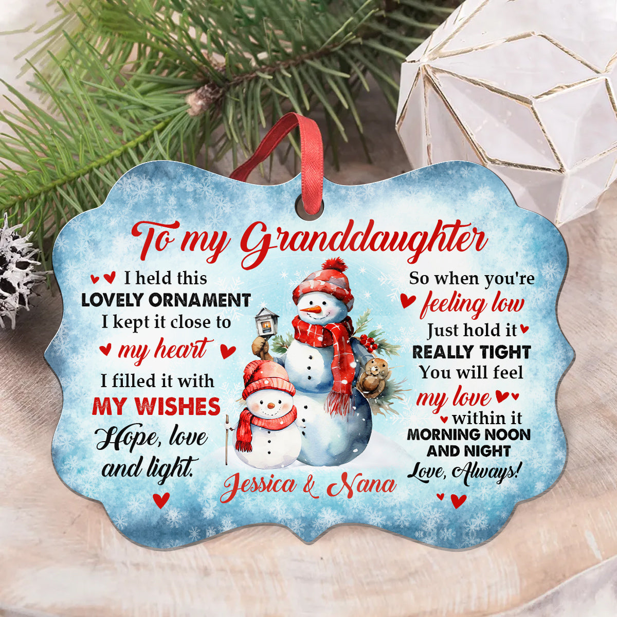 Granddaughter Gifts, Cute Grandma & Grandkid Together Snowflakes So When You're Feeling Low Medallion Aluminum Ornament For Baby From Mimi, Xmas Tree Decor, Gifts For Birthday Xmas