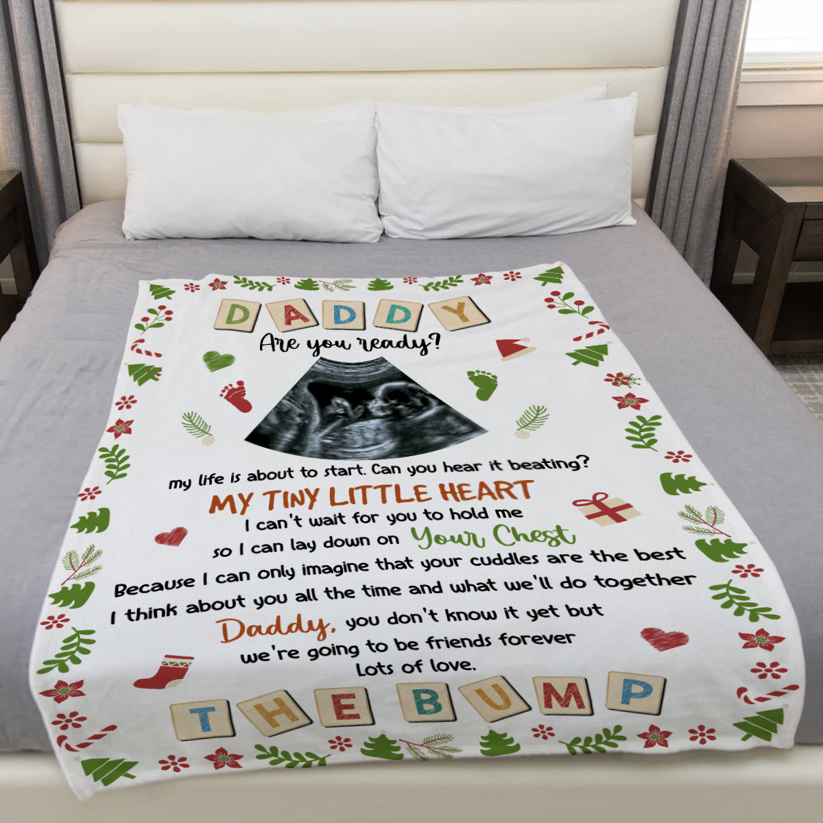 Dad To Be Gifts, Daddy Are You Ready I Can't Wait For You To Hold Me Baby Ultrasound, Personalized Blanket, Gifts For New Daddy, Fleece Sherpa, New Dad Blanket, Gifts For Christmas