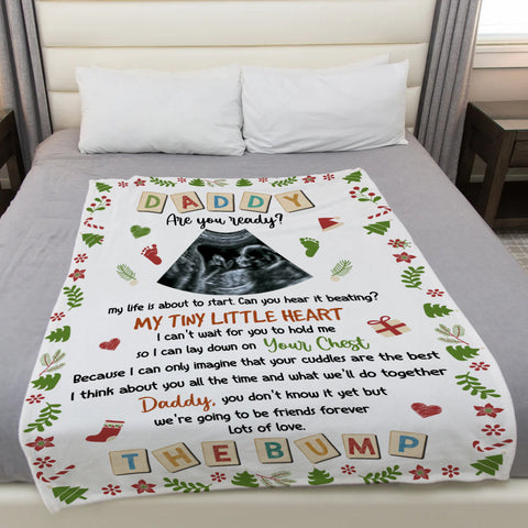 Dad To Be Gifts, Daddy Are You Ready I Can't Wait For You To Hold Me Baby Ultrasound, Personalized Blanket, Gifts For New Daddy, Fleece Sherpa, New Dad Blanket, Gifts For Christmas