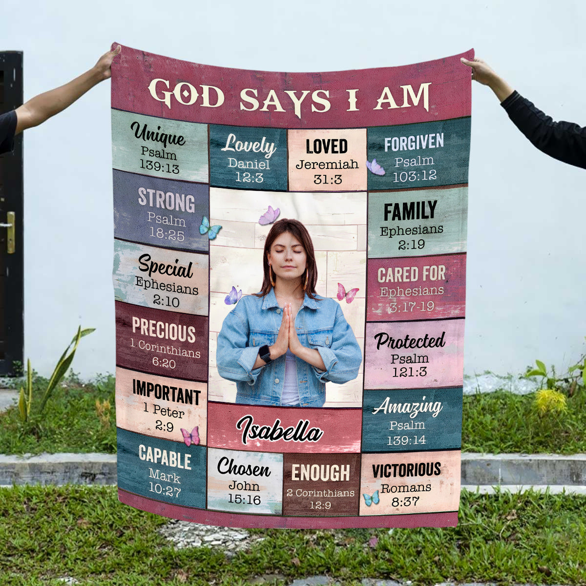 Personalized Blanket For Girl Women Family Friends Religious Gifts God Says I Am Inspirational Positive Thinking Daily Affirmation Mental Health Fleece Sherpa Blanket For Birthday