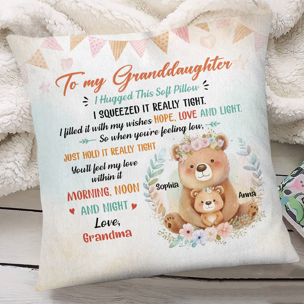 Square Pillow For Grandkids From Nana Gifts For Granddaughter When You're Feeling Low Just Hold It Floral Theme Cute Bear