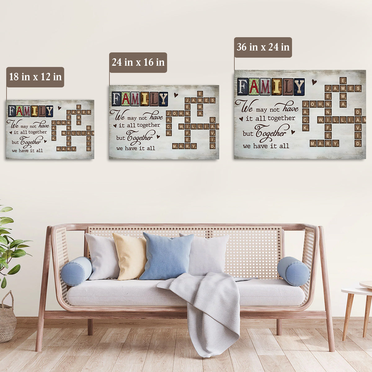 Family We May Not Have It All Together But Together We Have All Crossword Art Poster, Personalized Canvas Wall Art, Gifts For Mom Dad, Poster Prints Home Decor, Family Wall Hanging