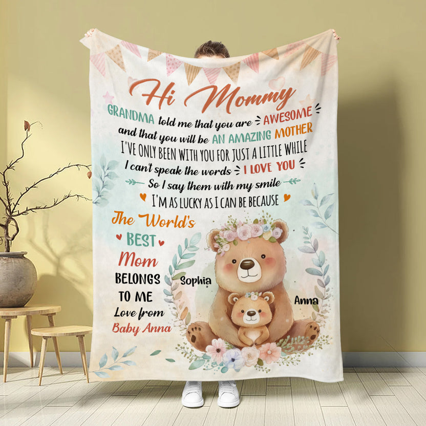 New Parents Gifts, I've Only Been With You For A While Cute Mommy Baby Bear, Personalized Blanket, Gifts For Expecting Mom, Fleece Sherpa, Blanket For New Mom, Gifts For Mother's Day