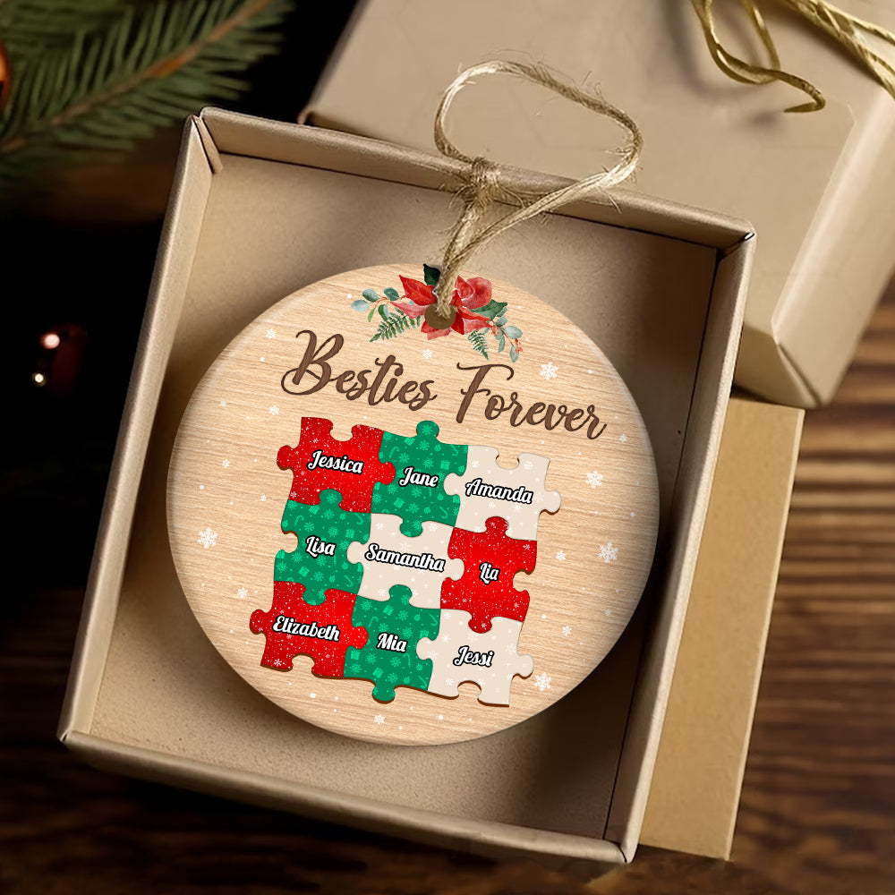 Personalized Friends Cute Forever Ornament, Custom Names Friendship Christmas, Friends Holiday Keepsake Tree Decoration, Personalized Christmas Ornament, Gifts For Unbiological Sister