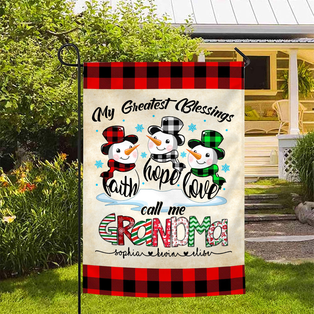 Custom Grandma Christmas Flag, Hope Love Family Names Banner, Holiday Yard Decor, Grandma Christmas Garden Banner, Holiday Lawn Sign, Personalized Garden Flag, Gifts For Nana From Kids