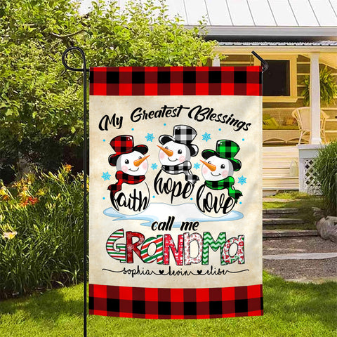 Custom Grandma Christmas Flag, Hope Love Family Names Banner, Holiday Yard Decor, Grandma Christmas Garden Banner, Holiday Lawn Sign, Personalized Garden Flag, Gifts For Nana From Kids