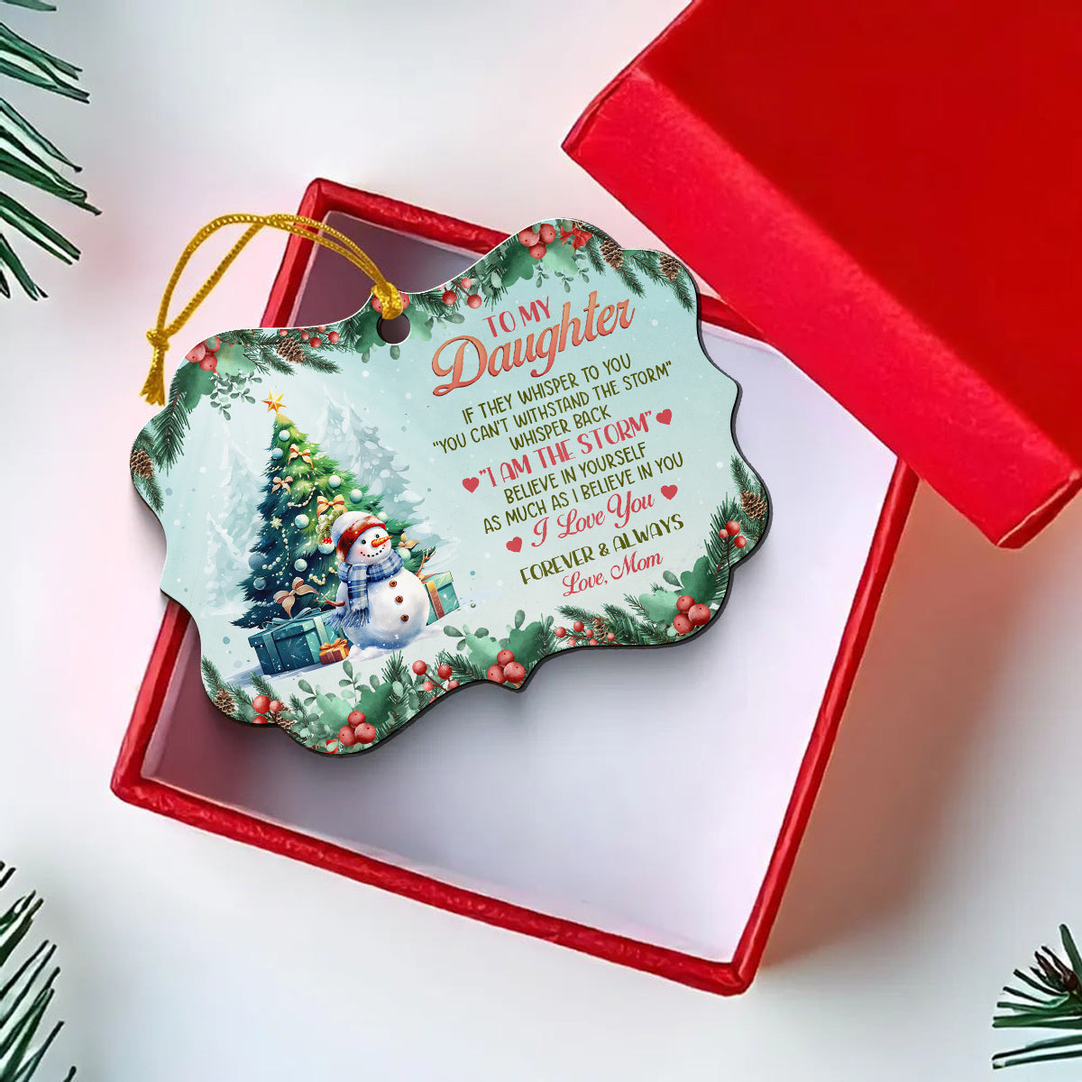 If They Whisper To You Cute Winter Theme, To My Daughter Aluminum Ornament, Mom Daughter Christmas Tree Ornament, Holiday Decoration Keepsake, Gifts For Girl From Mom Mother