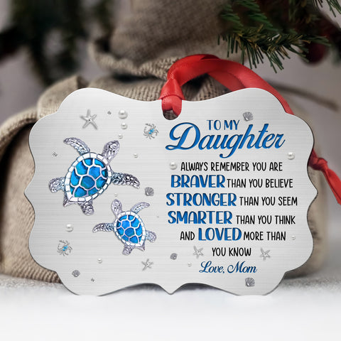 Cute Turtle You Are Smarter Than You Think Jewelry Style Printed Aluminum Ornament, Christmas Tree Holiday Ornament, Mom To Daughter Keepsake Gifts For Daughter Girl From Mom Mother
