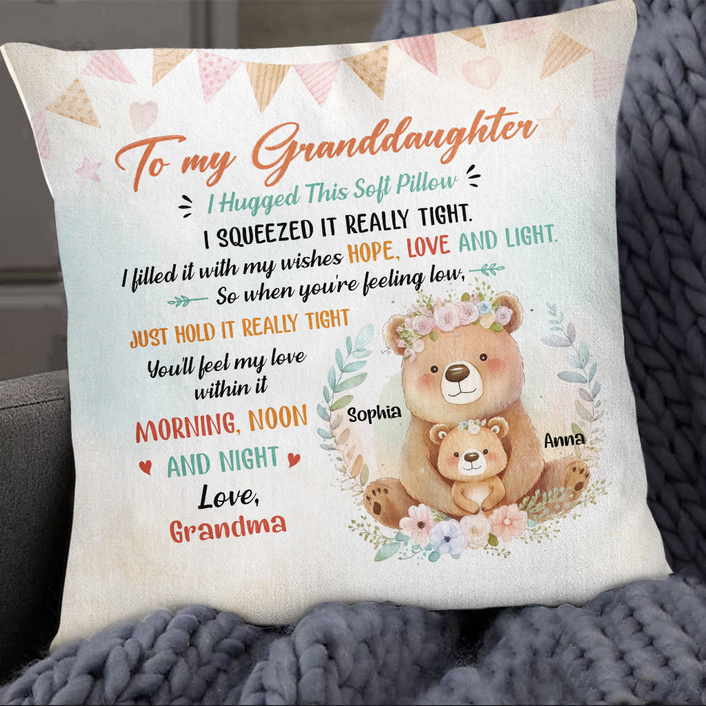 Square Pillow For Grandkids From Nana Gifts For Granddaughter When You're Feeling Low Just Hold It Floral Theme Cute Bear