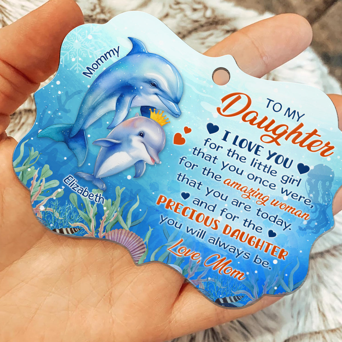 Daughter Gifts, For The Girl That You Once Were Ocean Theme Medallion Aluminum Ornament For Girls Babies From Mom Mother