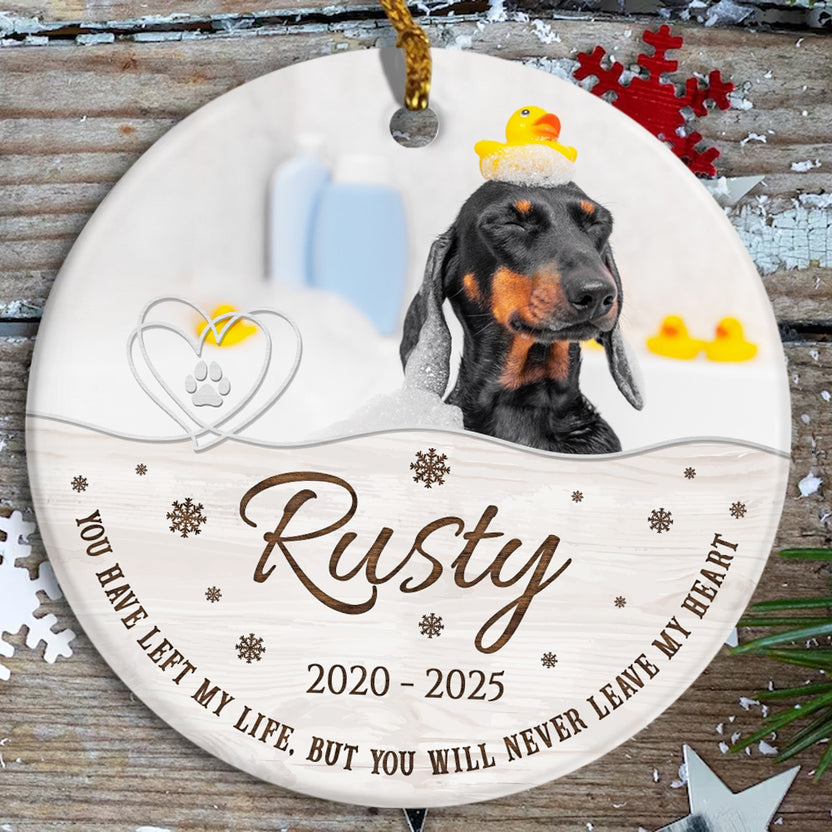 Pet Loss Gifts, You Have Left My Life, But You Will Never Leave My Heart, Personalized Pet Memorial Ornament With Photo, Gifts For Loss Of Dog, Tree Decor Christmas Ornament